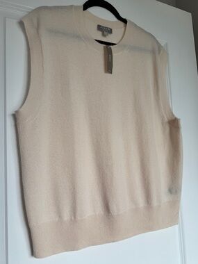 NWT! J. CREW Women’s 100% Cashmere relaxed sweater-vest hthr muslin large CM660